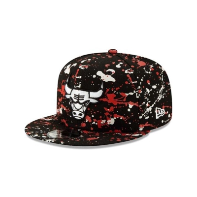 Black Chicago Bulls Hat - New Era NBA Paint Splatter 9FIFTY Snapback Caps USA4291863